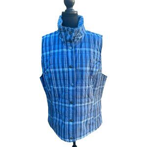 NWT Bandolino Blue Plaid Quilted Vest Plus Size XXL Travel Comfort Streetwear